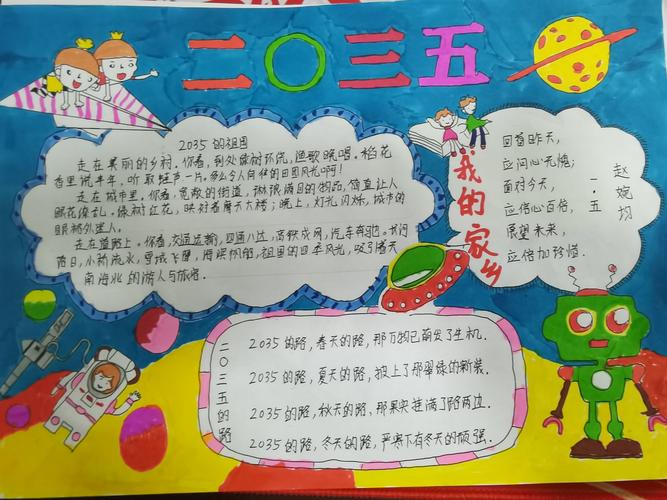 长大以后的世界郑旺镇中心小学开展我的二零三五手抄报创作活动