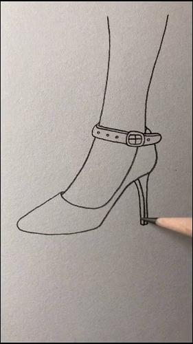 音为有你易学简笔简单的简笔画画一个女人高跟鞋90.-全民小视频