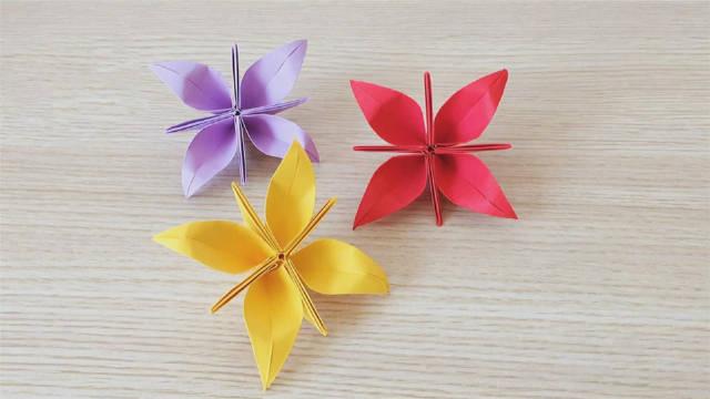 教你学会如何折纸制作立体四瓣花的方法