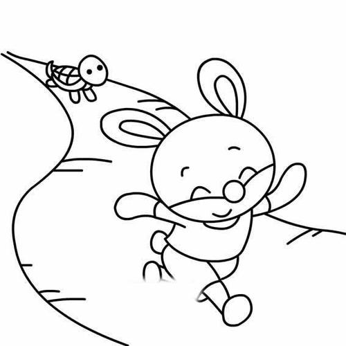 龟兔赛跑简笔画卡通动作简笔画