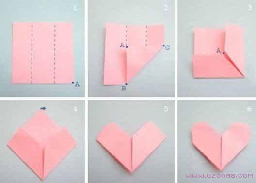 儿童手工折纸爱心的折法图解教程