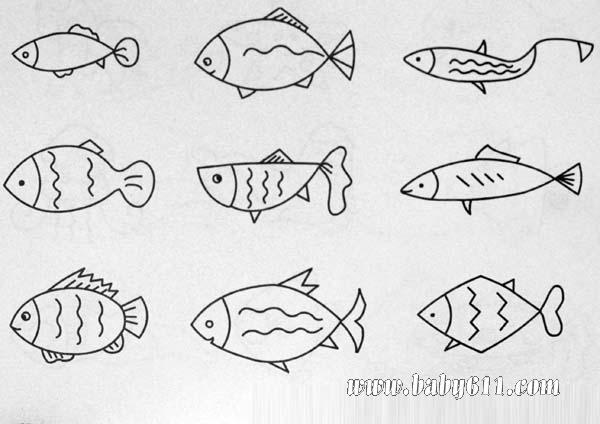 简笔画鱼类