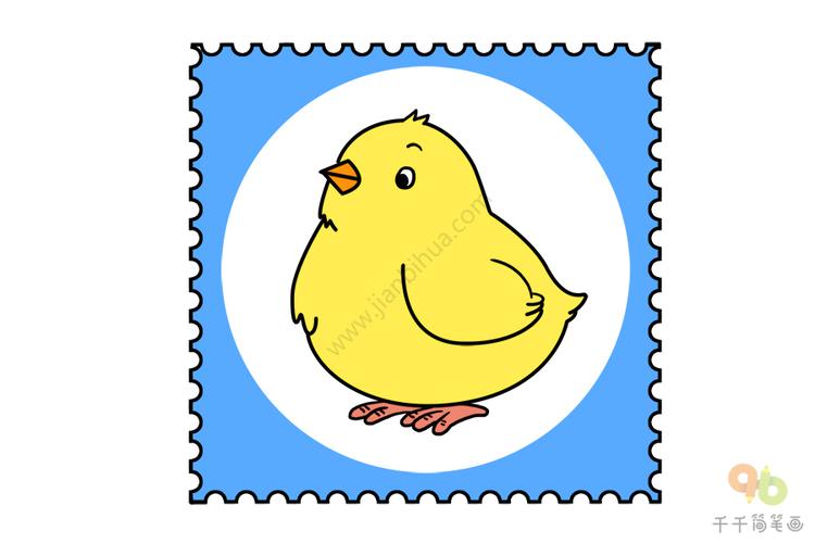 鸡年生肖邮票简笔画