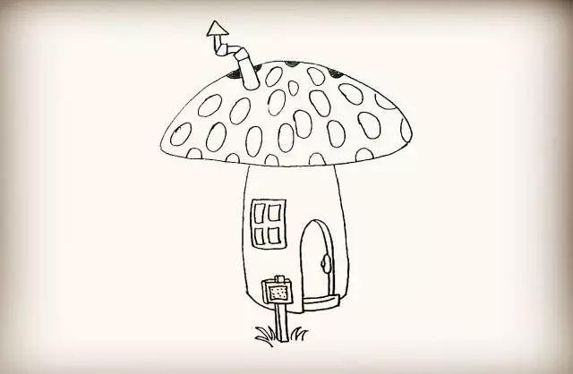 师讯网推荐幼儿园简笔画教程蘑菇房 猫咪一家孩子一定会喜欢