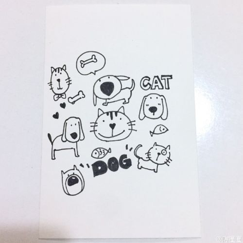 猫狗的简笔画 可爱简单的猫和狗的简笔画教程图