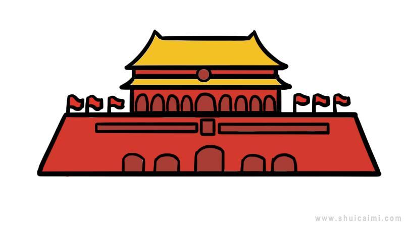 简笔画北京天门的图画
