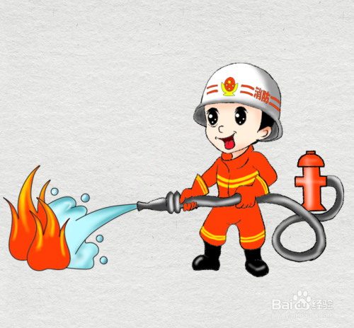 简笔画--如何画消防员灭火的简笔画