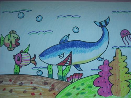 幼儿园大班美术活动教案 海底世界 简笔画 幼儿简笔画图片带颜色