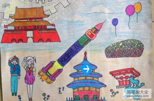 祖国腾飞国庆节题材儿童画分享--简笔画大全
