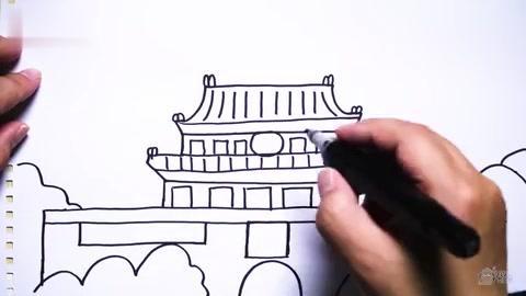 神笔简笔画美丽中国北京天安门儿童绘画早教场景教程大全