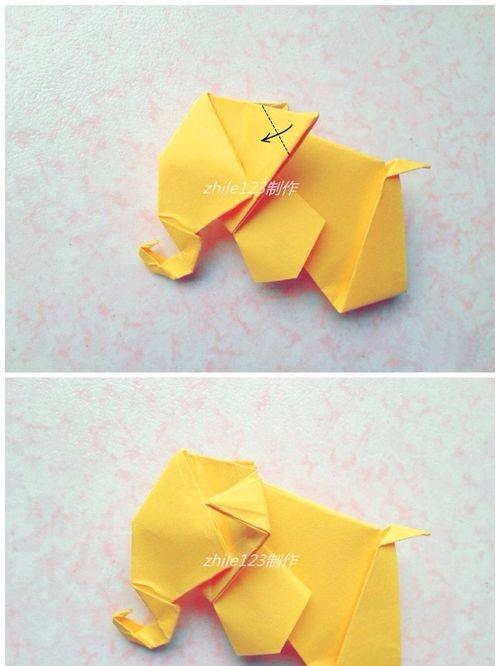 手工折纸制作21一起折大象