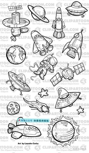 科幻画素材300个探索太空主题简笔画拯救画科幻画缺灵感的你