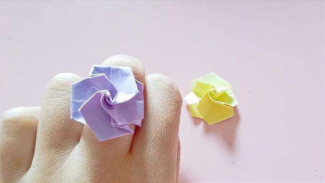 手工折纸玫瑰花戒指折纸简单又很漂亮