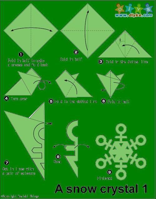 三种雪花的剪纸折纸图解方法