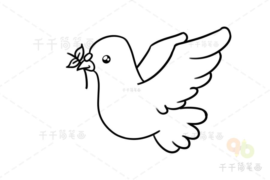 国庆70周年简笔画和平鸽