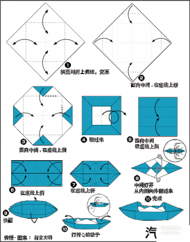 汽艇的折纸方法