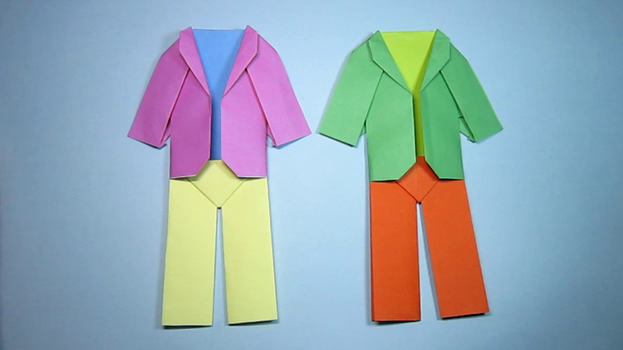 儿童手工折纸一套服装简单衣服和裤子的折法diy手工制作