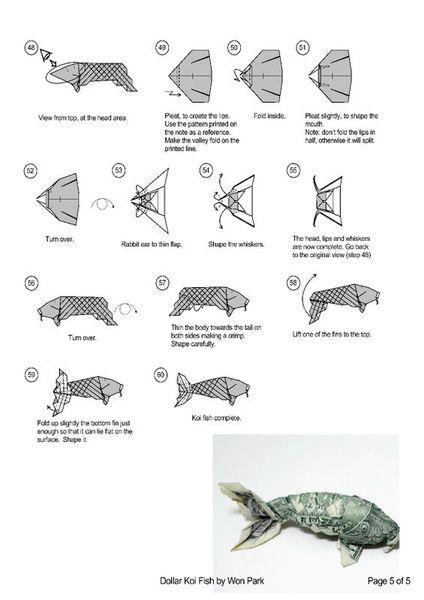 如何用钱折纸鱼
