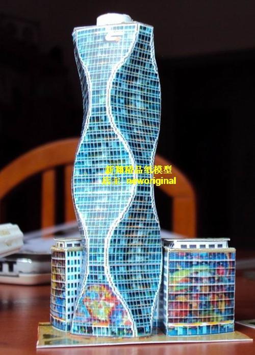 立体折纸手工制作模型剪纸 高楼大厦 摩天楼 场景建筑