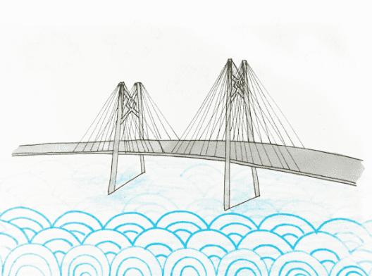 画斜拉桥简笔画画法步骤教程  斜拉桥又称斜张桥是将主梁用许多拉索