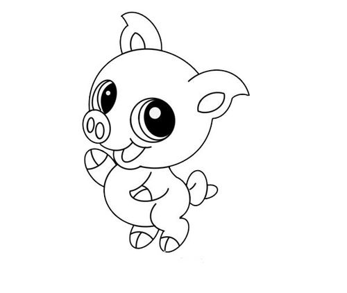 可爱卡通小猪简笔画画法步骤图片大全