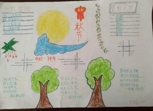 二年级自己画中秋节手抄报画中秋节的手抄报