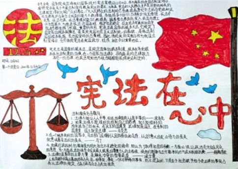 弘扬宪法精神关于宪法的初一法制宣传日手抄报画画