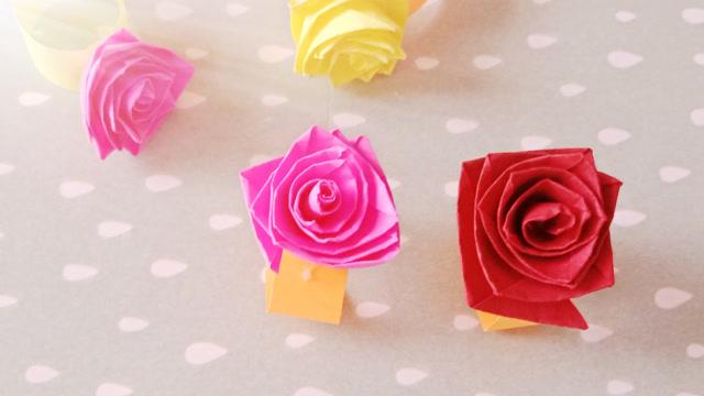 漂亮的玫瑰花戒指送小女生最好的儿童节礼物手工折纸教程