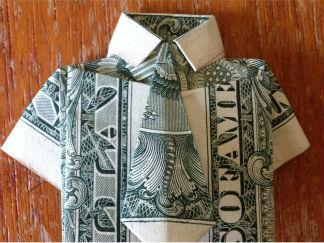 美元折衬衫和领带的折纸图解与方法教程