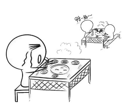 一个人在吃火锅简笔画