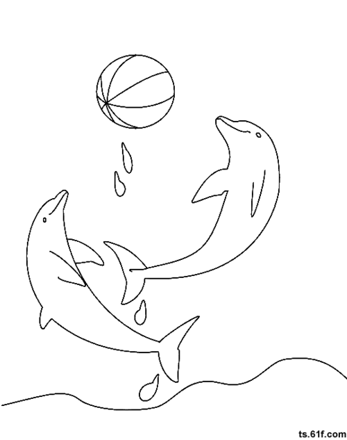 简笔画卡通动物的简笔画海豚玩球