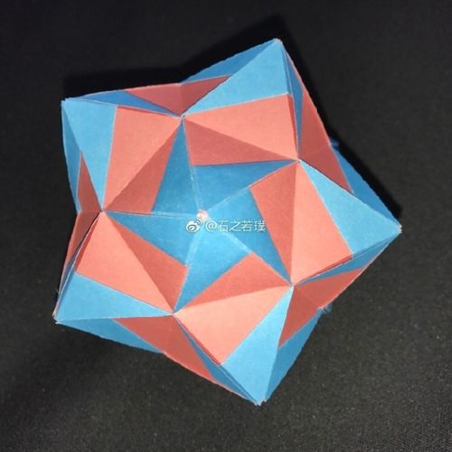 折纸-花纸球-手工实践版双色的星星花纹的大星星挑战了13的型