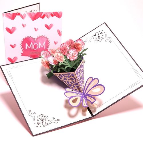 母亲节贺卡送妈妈 3d立体创意手工纸雕祝福小卡片明信片信封感恩