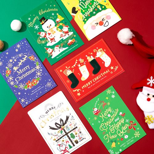 season 台湾四季圣诞节贺卡小卡片学生创意烫金祝福卡卡通圣诞贺卡