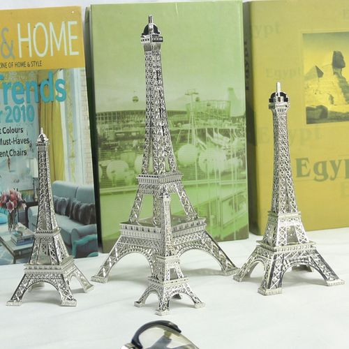手写贺卡 送钥匙扣金属银色埃菲尔巴黎铁塔模型创意家居摆件