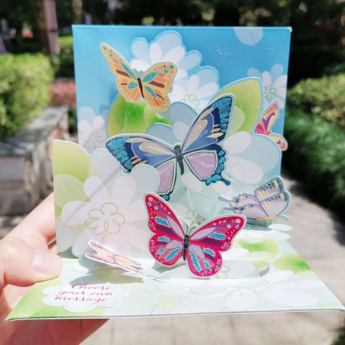 创意庆祝生日教师节慰问礼物卡片3d祝福感谢老师万用蝴蝶立体贺卡