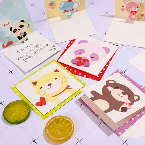 韩国创意可爱卡通节日贺卡感谢卡六一儿童节立体祝福留言小卡片