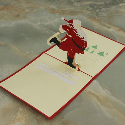 抖音神器卡片3d立体贺卡圣诞老人韩国创意纯手工diy镂空镭射纸雕