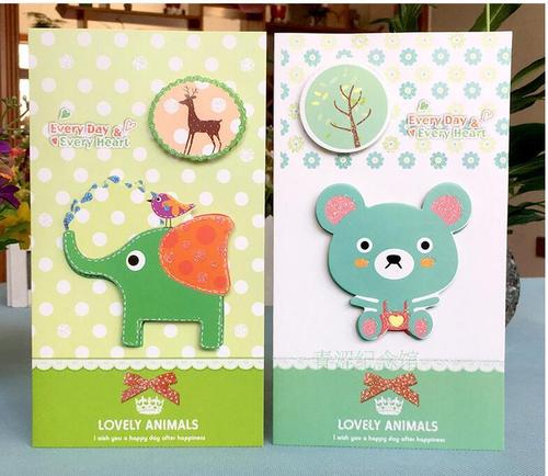 儿童祝福贺卡 卡通动物立体生日卡片闪粉对折祝福卡教师节日礼物