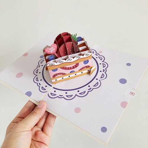 3d立体草莓蛋糕生日贺卡ins风生日卡片带信封送闺蜜朋友生日贺卡