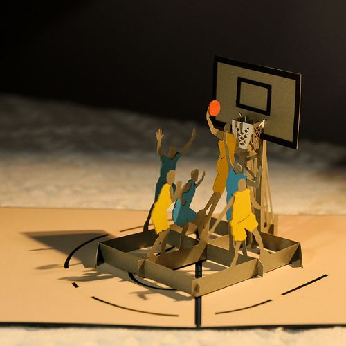 生日贺卡立体折叠送男生朋友创意3d立体高档礼物篮球造型纸雕小卡片