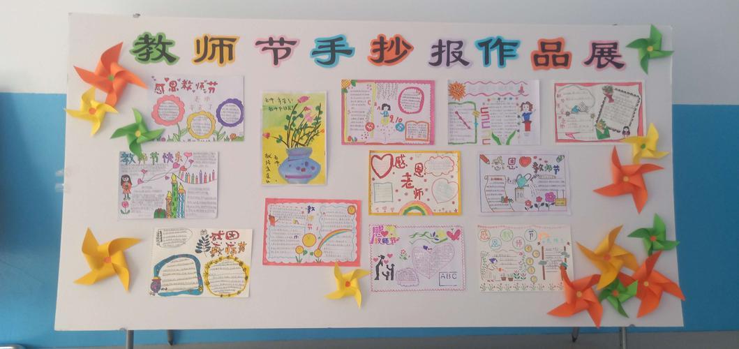 孩子们通过制作手抄报活动表达对老师的感恩之情一张张手抄报