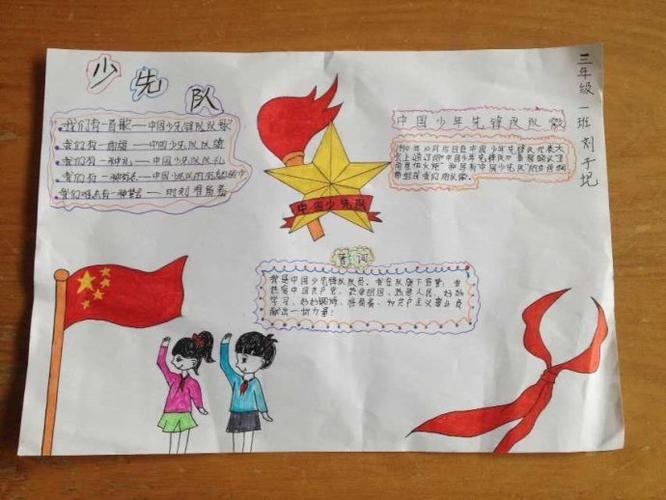 学画漂亮的中国少先队建队日手抄报含内容文字爱红领巾为主题的手