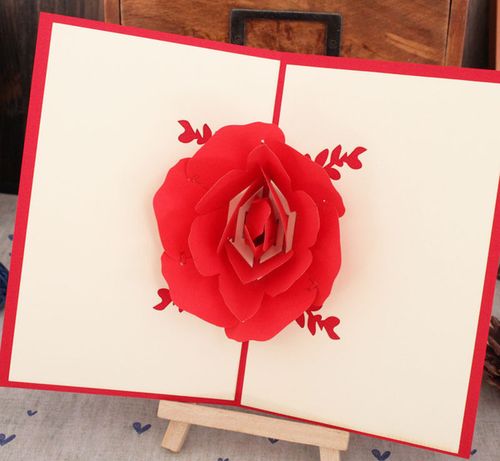玫瑰花 手工立体创意节日3d纸雕 爱情生日通用贺卡