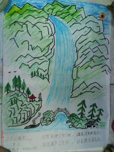望庐山瀑布的画怎么画简单的方法手抄报 怎么画手抄报