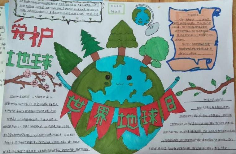环境黄沙镇中小学开展世界地球日手抄报比赛以绿色地球为主题的手抄报