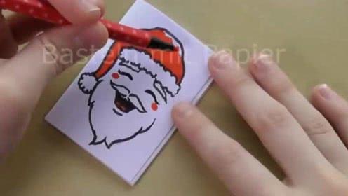 创意diy 折纸小巧圣诞老人贺卡 简直太可爱了
