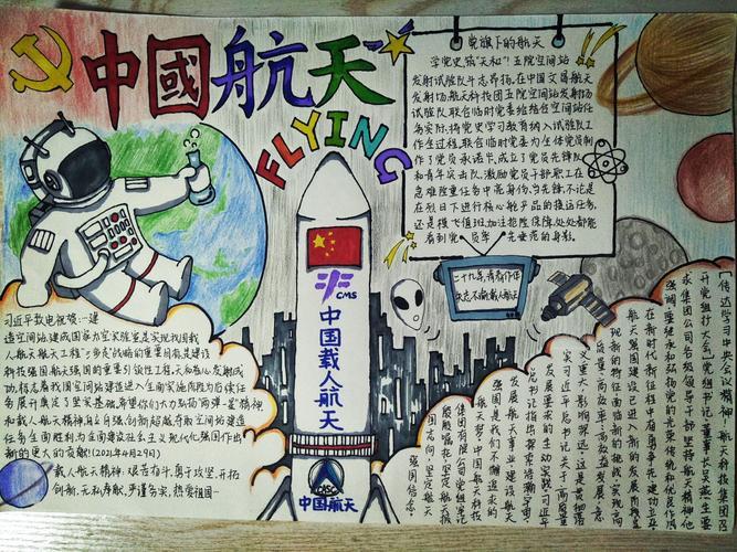 年级六班中国航天日主题手抄报新陶小学开展我的航天梦手抄报制作活动