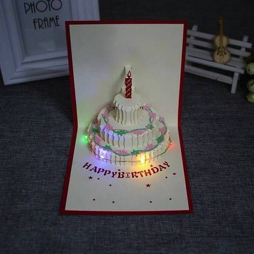 一纸读秀创意音乐3d生日蛋糕立体贺卡抖音同款纪念日公司定制卡片-图3