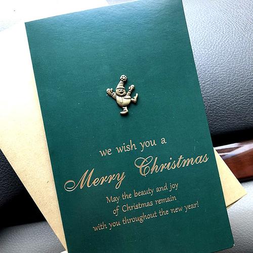 贺卡卡片 韩国创意复古金属烫金手工艺圣诞节贺卡送员工感谢祝福商务